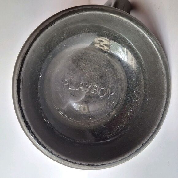 Vintage Playboy Club Beer Mug Embossed Matte Black Glass Bunny Logo Stein 1960 - Picture 6 of 6